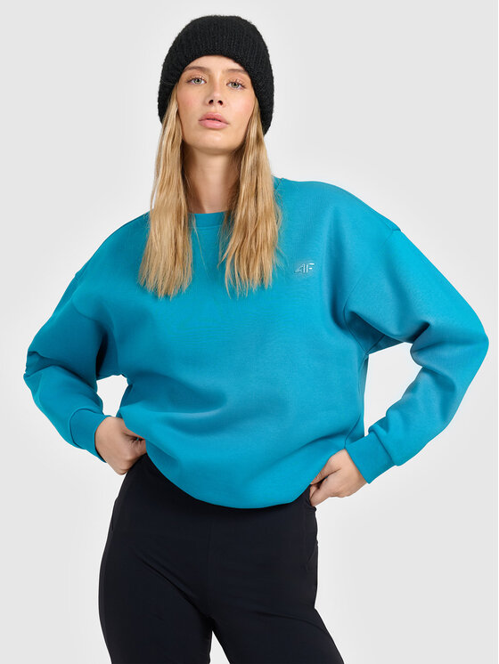 4F 4F Bluza ESSENTIALS Turkusowy Loose Fit
