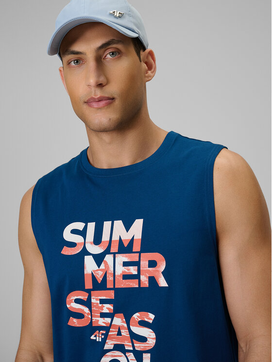 4F 4F Tank top BEACHWEAR Turkusowy Regular Fit