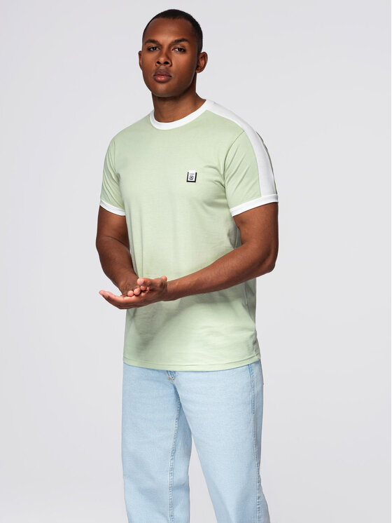 Ombre Ombre T-Shirt OM-TSCT-0115 Zielony Regular Fit