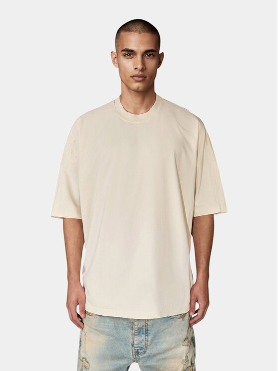 MADE BY SOCIETY MADE BY SOCIETY T-Shirt Tricou DUST WIDE - T17192 Biały Basic Fit