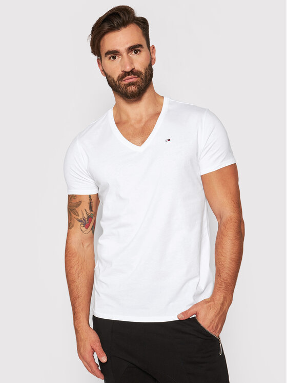 Tommy Jeans Tricou DM0DM04410 Alb Regular Fit