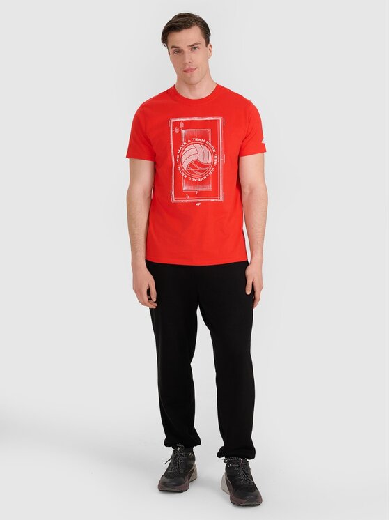4F 4F T-Shirt 4FRAW25TTSHM3236-62S Κόκκινο Regular Fit