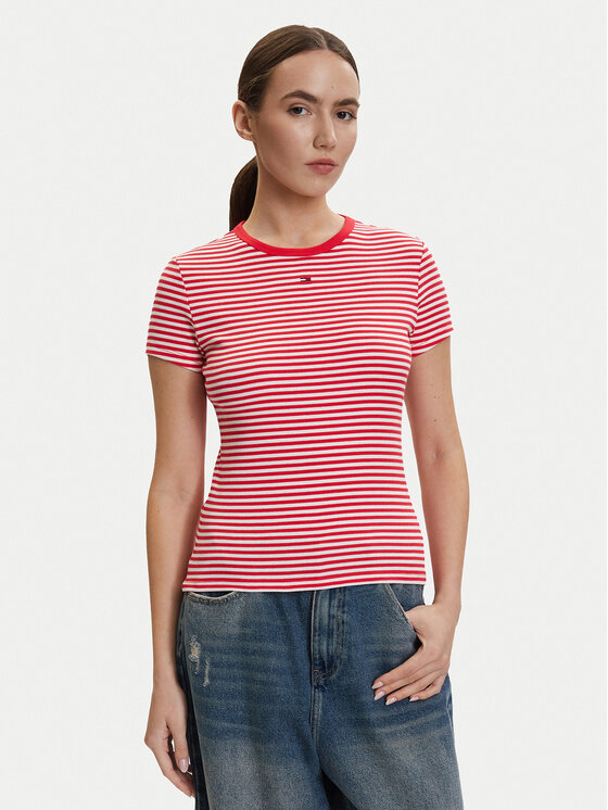 Tommy Jeans Tricou DW0DW17383 Roșu Slim Fit