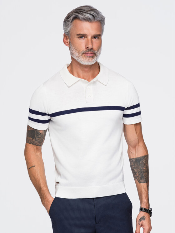 Ombre Ombre Polo OM-POSS-0177 Granatowy Regular Fit