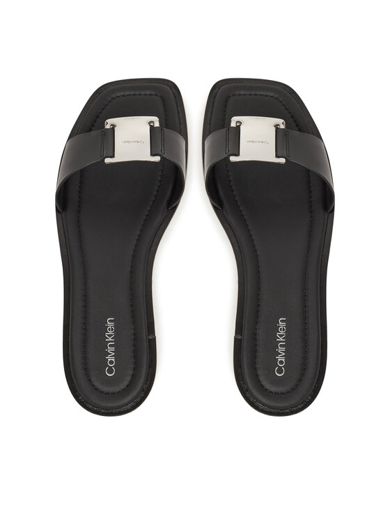 Calvin Klein Calvin Klein Klapki Flat Slide W/Ck Hw Big - Lth HW0HW02482 Czarny