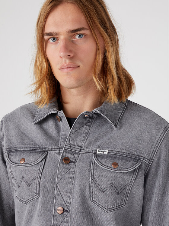 Wrangler Wrangler Kurtka jeansowa Western W4MJEBY91 112330846 Szary Regular Fit