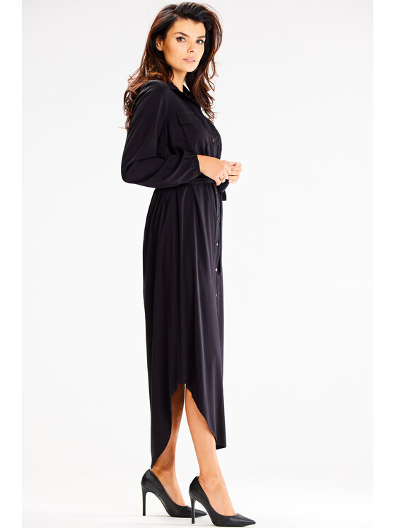 Awama Awama Letné šaty A601 Čierna Basic Fit