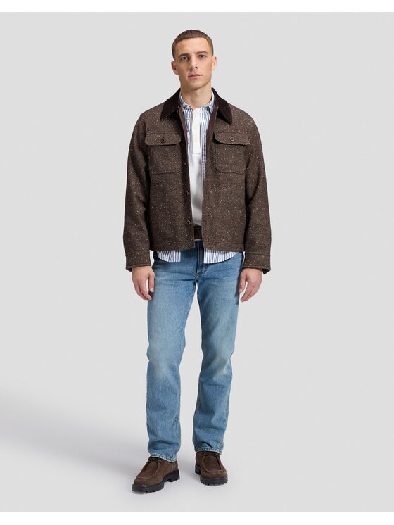 Lee Lee Kurtka przejściowa CORD COLLAR MIX OVERSHIRT Brązowy Relaxed Fit