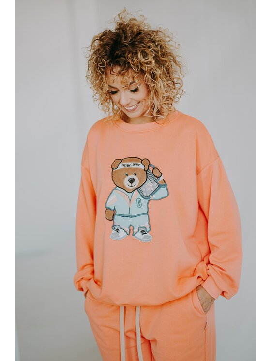 Bejbi Story Bluza, rozmiar S/M Pomarańczowa, Bluza oversize Funky Teddy dla mamy i taty