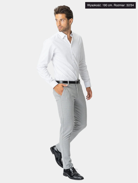 TeeShoppen TeeShoppen Spodnie garniturowe 'Perform Collection' Szary Slim Fit