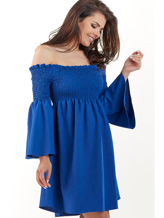 Awama Awama Sukienka letnia A228 Niebieski Basic Fit