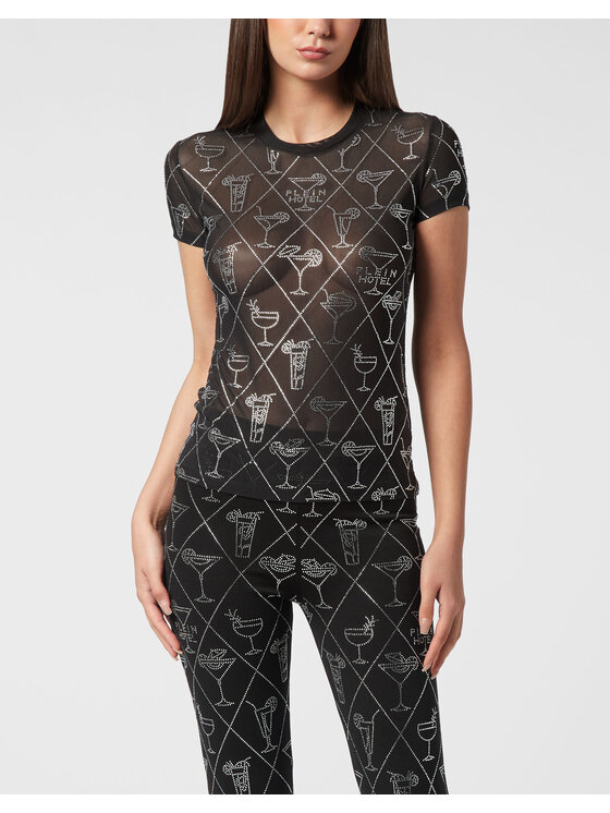 PHILIPP PLEIN PHILIPP PLEIN T-Shirt 26499 Czarny Skin Tight Fit