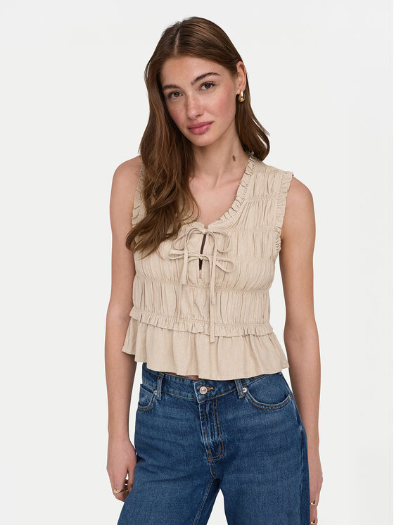 ONLY ONLY Blusa Goa 15363693 Beige Regular Fit