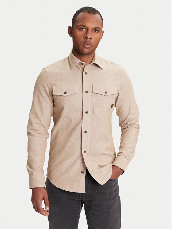 G-STAR G-Star Raw Košile Marine D24963-D914 Béžová Slim Fit