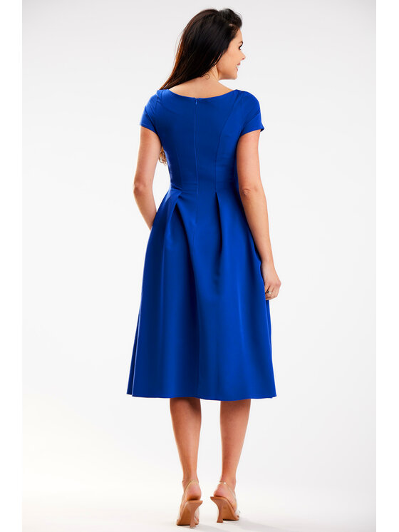 Awama Awama Sukienka letnia A569 Niebieski Basic Fit