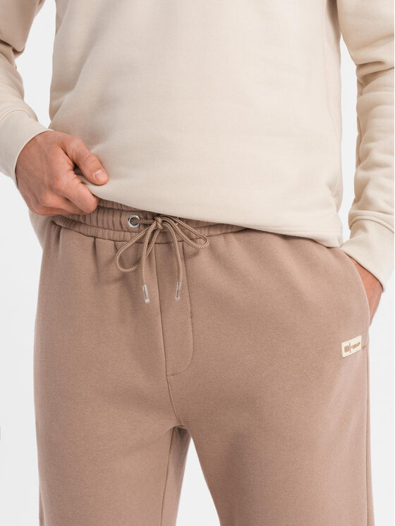 Ombre Ombre Spodnie dresowe OU-PSBC-0100 Brązowy Regular Fit