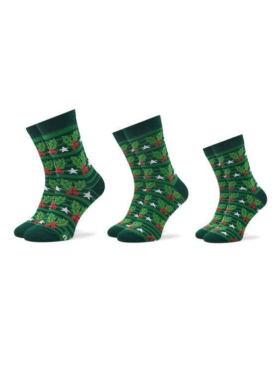 Rainbow Socks 3 unisex augsto zeķu pāru komplekts Xmas Balls Zaļš