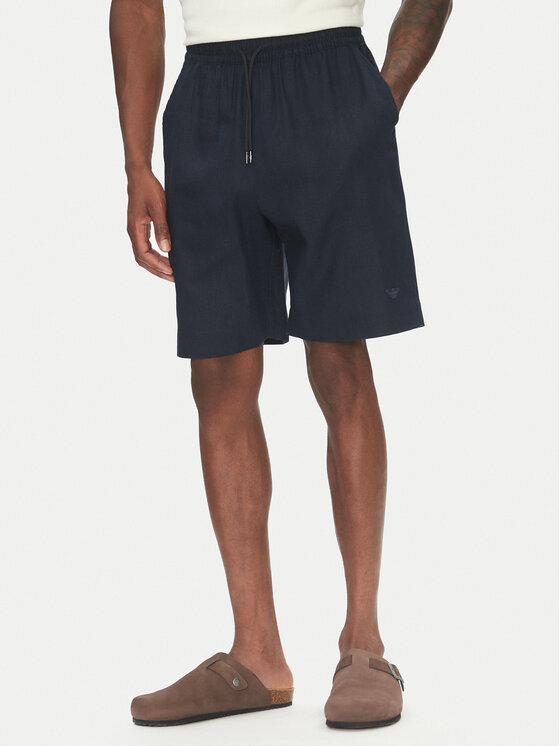 Emporio Armani Emporio Armani Šortky z materiálu EM000681 AF12356 UB102 Tmavomodrá Regular Fit