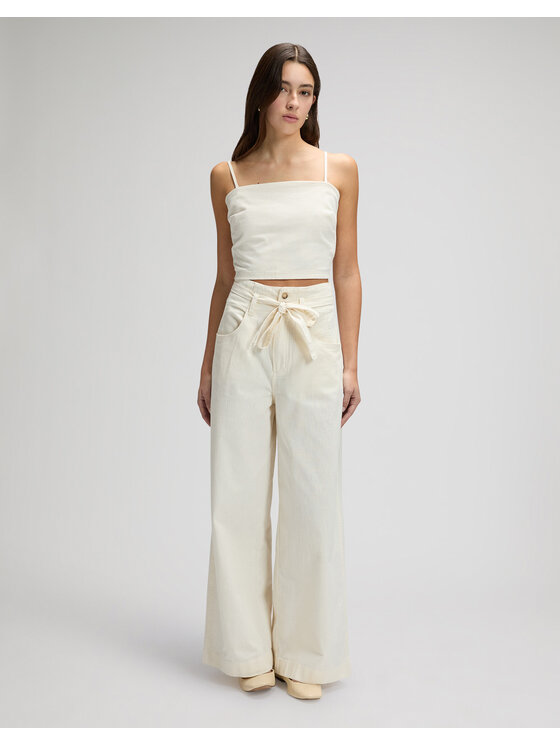 Lee Lee Jeansy PLEATED TROUSER Biały Wide Leg