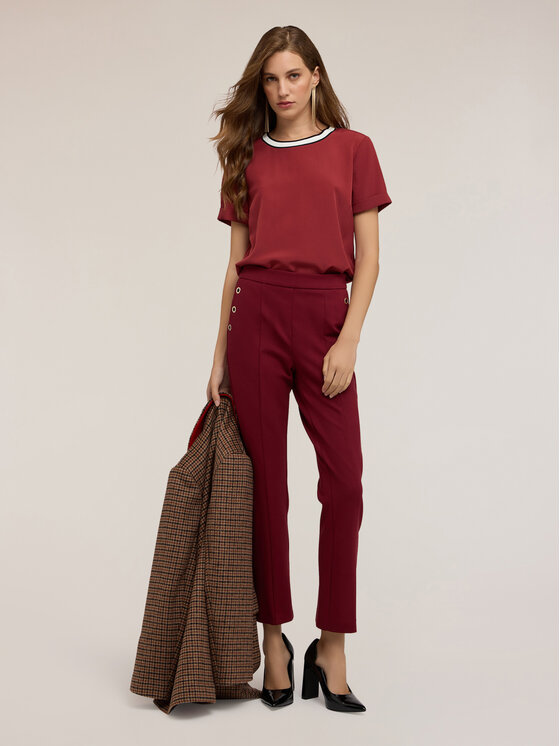 Motivi Motivi Bluzka 2714Q001872N0Z6 Bordowy Regular Fit
