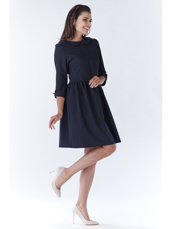 Awama Awama Každodenné šaty A183 Tmavomodrá Basic Fit