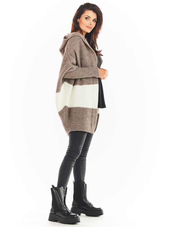Awama Awama Sweter A392 Beżowy Basic Fit
