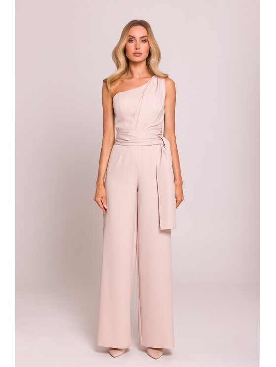 Made of Emotion Made of Emotion Jumpsuit M845 Beige Sexy Straight Fit