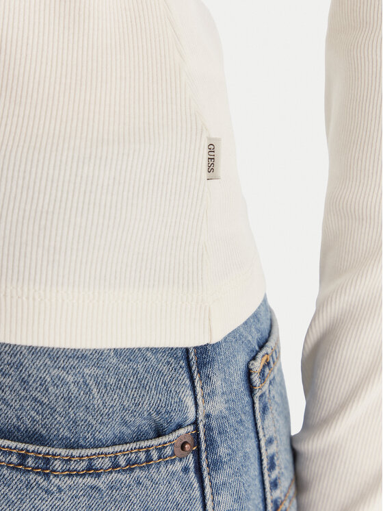 Guess Jeans Guess Jeans Bluza W6RP22 KA0H1 Écru Slim Fit