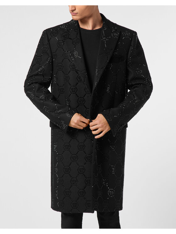 PHILIPP PLEIN PHILIPP PLEIN Płaszcz 11599 Czarny Regular Fit