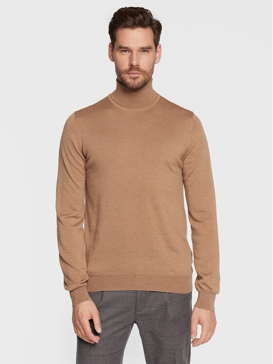 J.Lindeberg Поло Lyd Merino FMKW06426 Кафяв Slim Fit