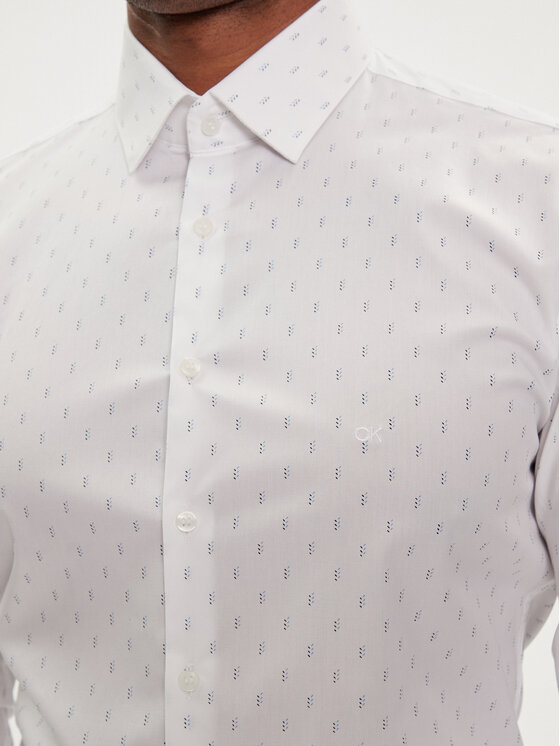 Calvin Klein Calvin Klein Koszula Leaf Print K10K112593 Biały Slim Fit