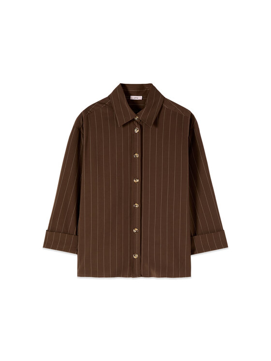 Oltre Oltre Koszula 5058J100886N0Z2 Brązowy Regular Fit