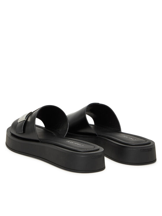 Calvin Klein Calvin Klein Šľapky Flatform Slide W/Ck Hw - Lth HW0HW02368 Čierna
