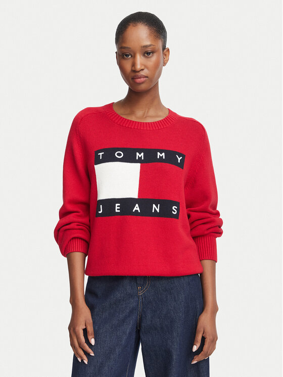 Tommy Jeans Tommy Jeans Kampsun Flag DW0DW23450 Punane Regular Fit