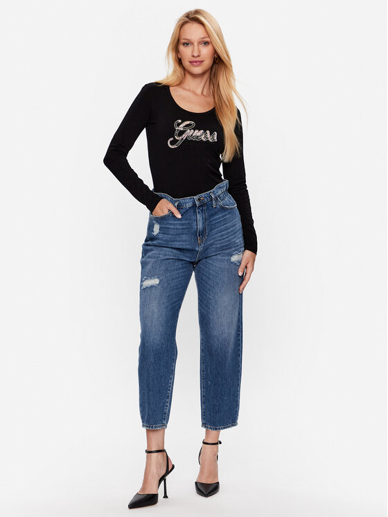 Guess Guess Majica W3YI37 J1314 Crna Slim Fit