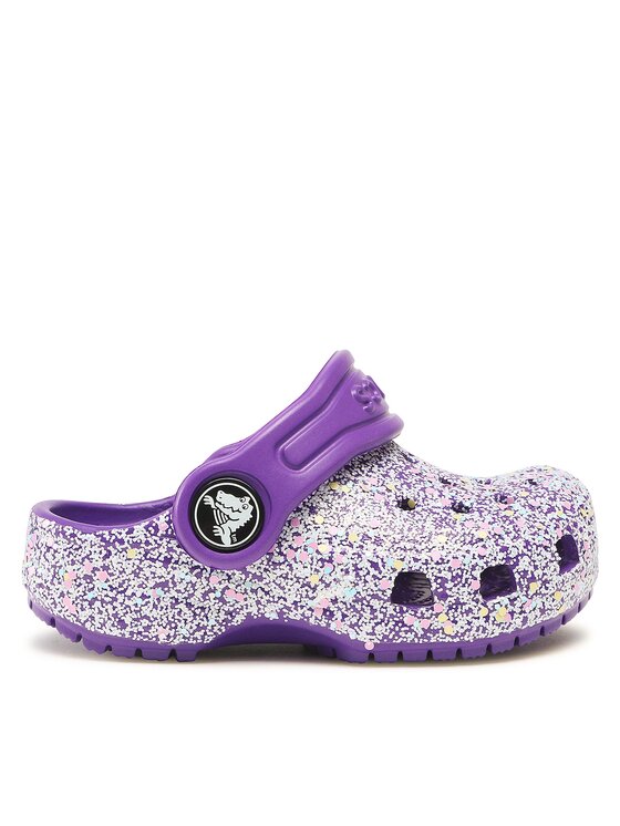 Şlapi Crocs Crocs Classic Glitter Kids Clog T 206992 Neon Purple/Multi 573