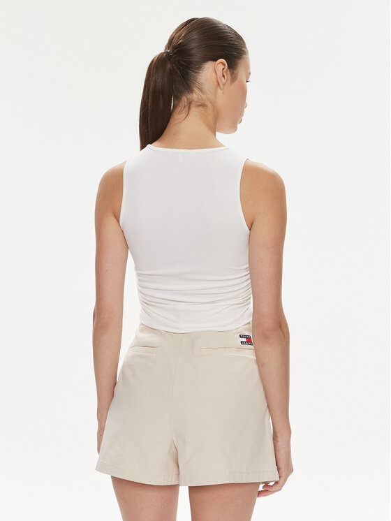 Tommy Jeans Tommy Jeans Top DW0DW17893 Biały Slim Fit