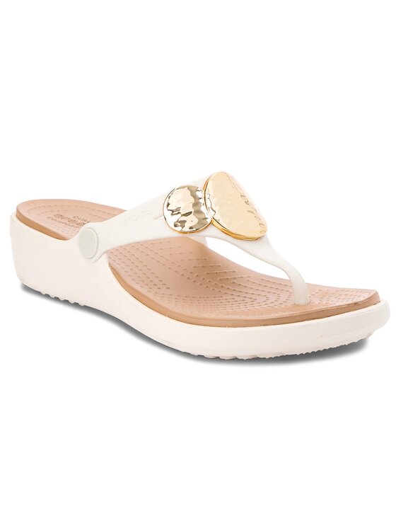 Crocs Crocs Zehentrenner Sanrah Embellished Wedge Flip 204009 Beige