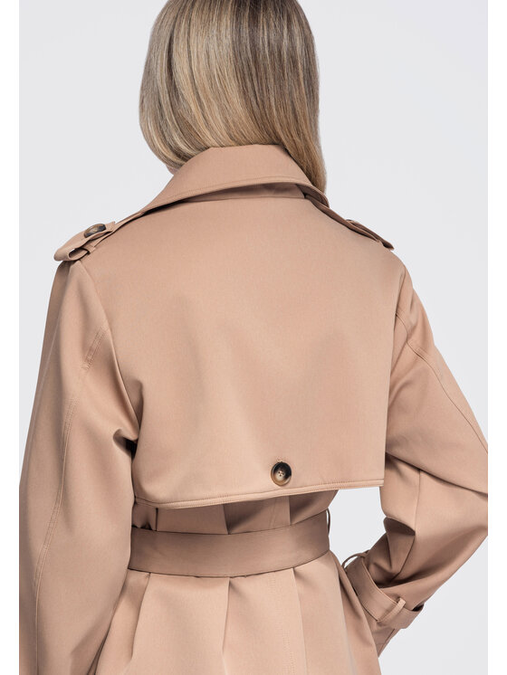 Ombre Ombre Trencz OW-CT-E0003 Beżowy Regular Fit