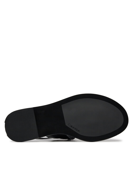 Calvin Klein Calvin Klein Sandali Flat Tp Sandal Metal Bar Lth HW0HW02031 Nero