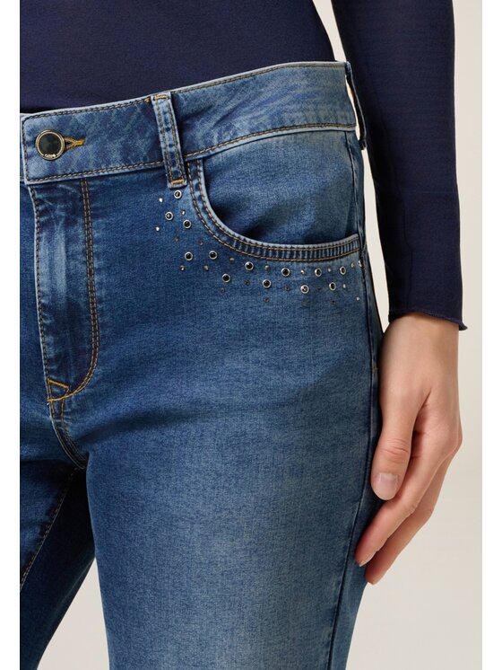 Oltre Oltre Jeansy P447R008849N024 Niebieski Flare Fit