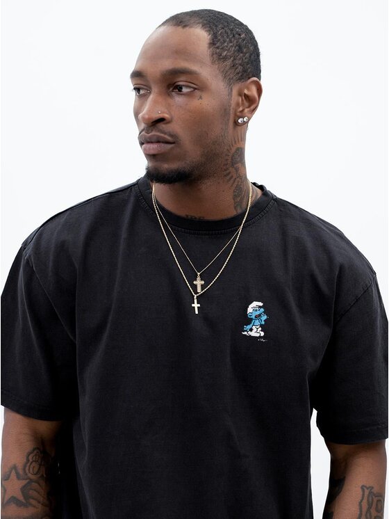 Smerfy Smerfy T-Shirt Szeroka luźna 131797 Czarny Oversize