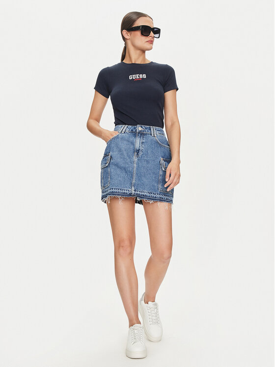 Guess Jeans Guess Jeans Póló W4YI64 KA0H1 Sötétkék Slim Fit