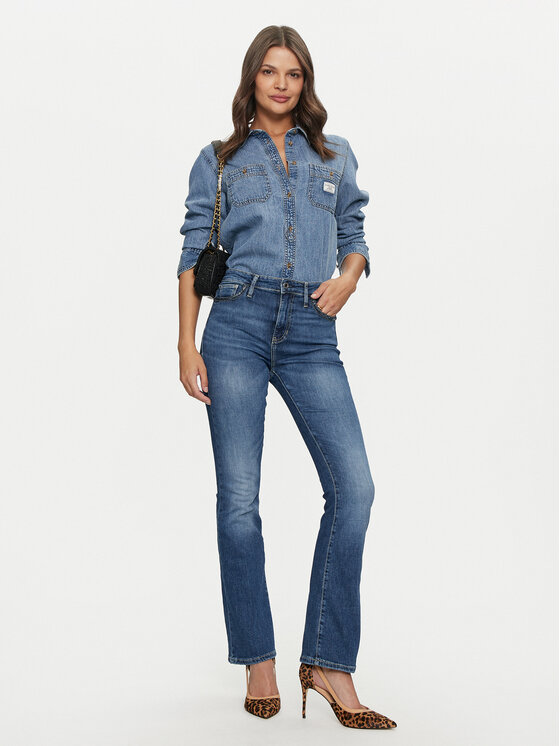 Guess Jeans Guess Jeans džínová košile W4YH37 D5EI2 Modrá Regular Fit