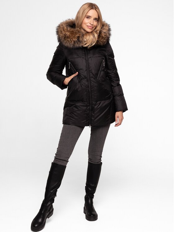 Perso Perso Kurtka damska BLH252517FXR Czarny Regular Fit