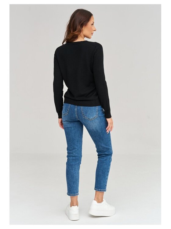 Makadamia Makadamia Sweter C105 Czarny Loose Fit