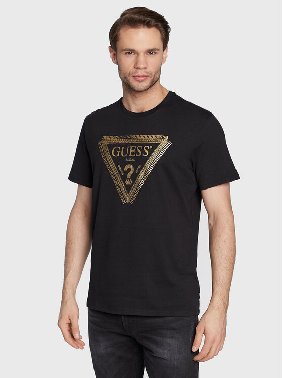 Guess Guess Marškinėliai M3RI68 KBDK0 Juoda Slim Fit