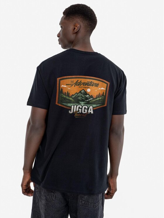 T-Shirt, rozmiar XL, Czarne, Koszulka Z Krótkim Rękawem Męska Czarna Jigga Wear Trail M