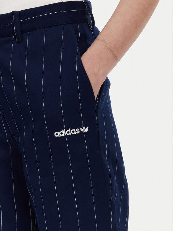 adidas adidas Medžiaginės kelnės Pinstripe JJ3482 Tamsiai mėlyna Regular Fit
