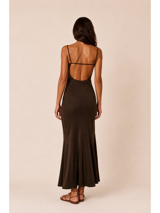 Hottie Hot Hottie Hot Sukienka letnia MARGARET cupro Brązowy Slim Fit